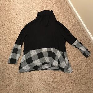 Checkered cowlneck sweater